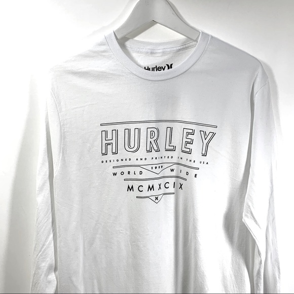 Hurley Mens Long Sleeve T-Shirt World Wide Logo  Size Medium NWT - Picture 3 of 3